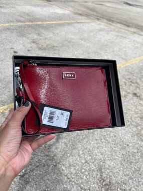 NWT DKNY Red Patent Leather Wristlet